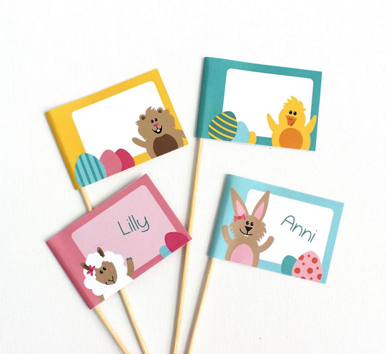 Oster-Freebie: Fähnchen als Namensschilder für Geschenke
